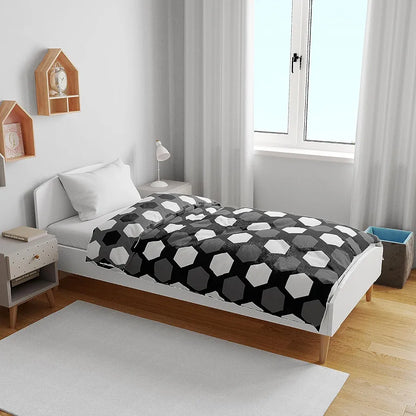 Divine Casa 120 GSM Microfiber Single Kids Dohar Soft & Lightweight Throw Blanket Hexagonal Pattern Colour Silver Grey