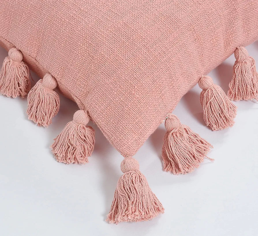 Homadorn Luxury Cotton Handmade Decorative Boho Throw Pillow Covers Colour Peach