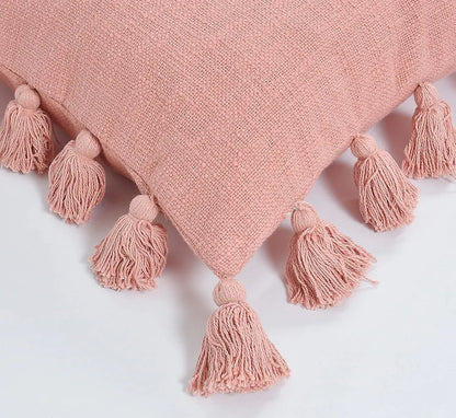 Homadorn Luxury Cotton Handmade Decorative Boho Throw Pillow Covers Colour Peach