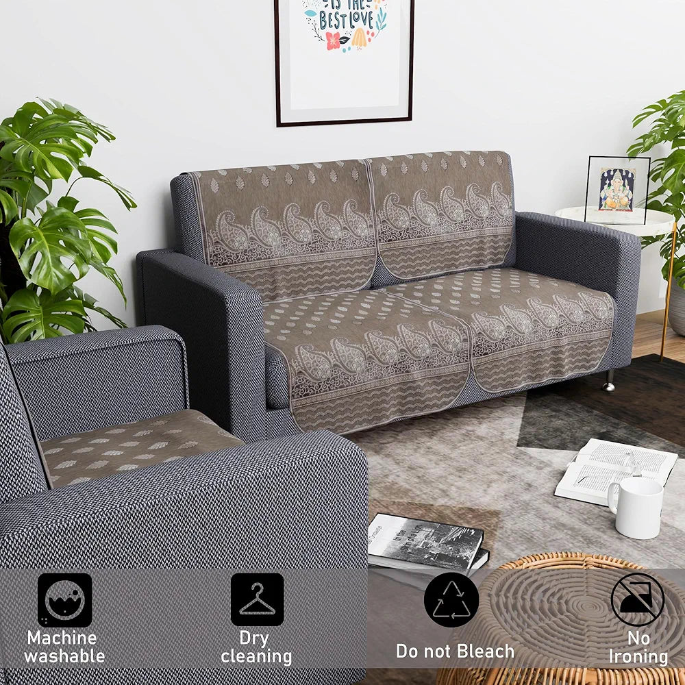 Kuber Industries Set of 6 Durable 2+1 Seater Sofa Covers Carry Vento Mousse