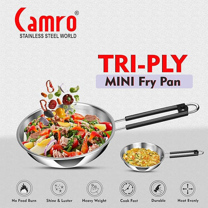 Camro Triply Artisian Mini Fry Pan 11 No 850 Gms Steel Pan Omelette Pan Induction Friendly