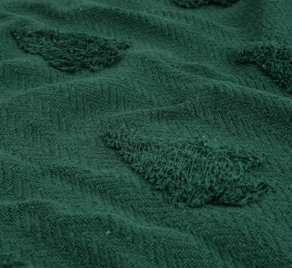 Sashaa World Green Cotton Throw Colour Dark Green