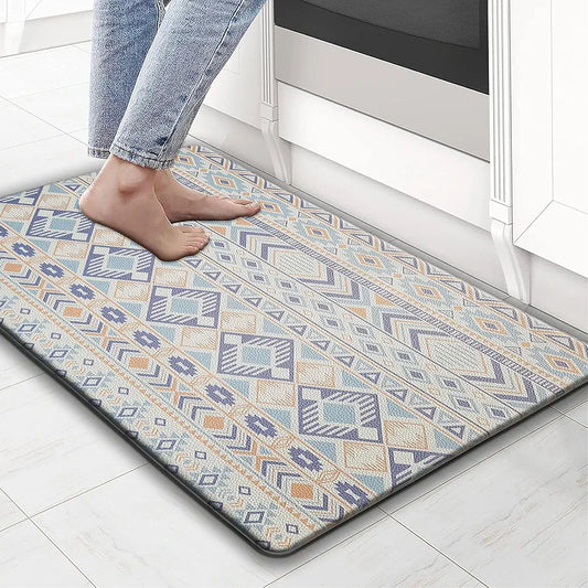 Luxe Home Columbo Anti-Fatigue Kitchen Mat Cushioned Comfort Mat Southwestern Geometric Pattern Standing Desk Mat Colour Multicolour