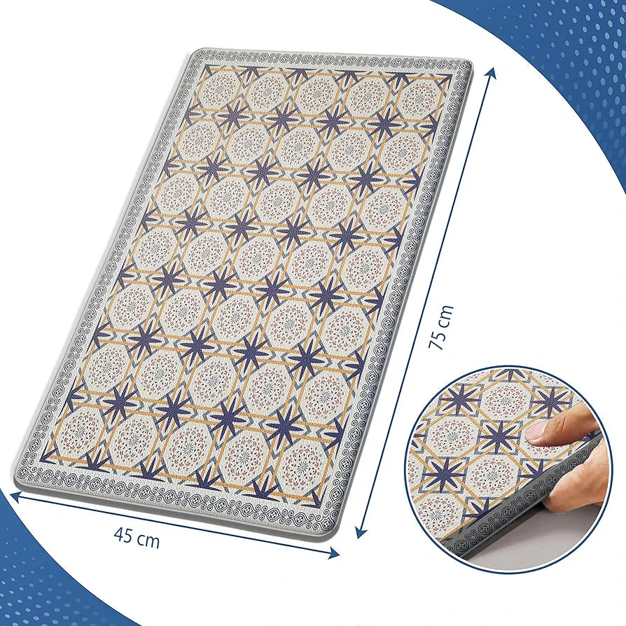 Luxe Home Columbo Anti-Fatigue Kitchen Mat Moroccan Tile Standing Desk Mat Colour Patcrn