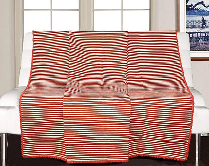 Saral Home Easy Living Polyester, Polyester Blend Striped Soft Decorative Viscose Chenille Sofa Covers/throw Colour Red & Red