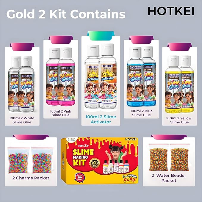 Hotkei Slime Making Kit  40+ Slimes Gold Kit Multicolor Scented Diy Toy - 100 ml Each