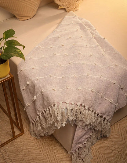 Sajavat Home Hand Knitted Pure Cotton 3 Seater Sofa Throw Colour Pink