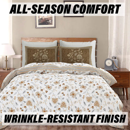 Kuber Industries Double Bedsheet with 2 Pillow Covers 186 TC Premium Cotton Brown