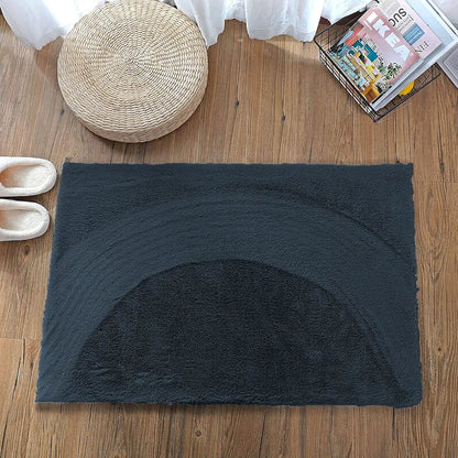 Luxe Home International Rectangular Bath Mat Super Soft Anti Skid Rabbit Fur Mats 40X60 Cm Colour Anthra