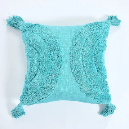 Homadorn Luxury Cotton Handmade Decorative Boho Throw Tufted Pillow Covers Turqouise