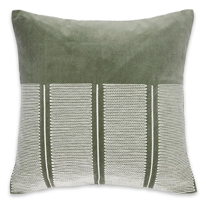 Haus & kinder Decorative Embroidered Cushion Cover | Colour | Green Velvet
