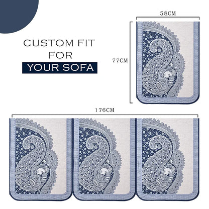 Kuber Industries Sofa Cover Net Sofa Slipcover Set 5 Seater Sofa Cover Mor Digital-837 Blue