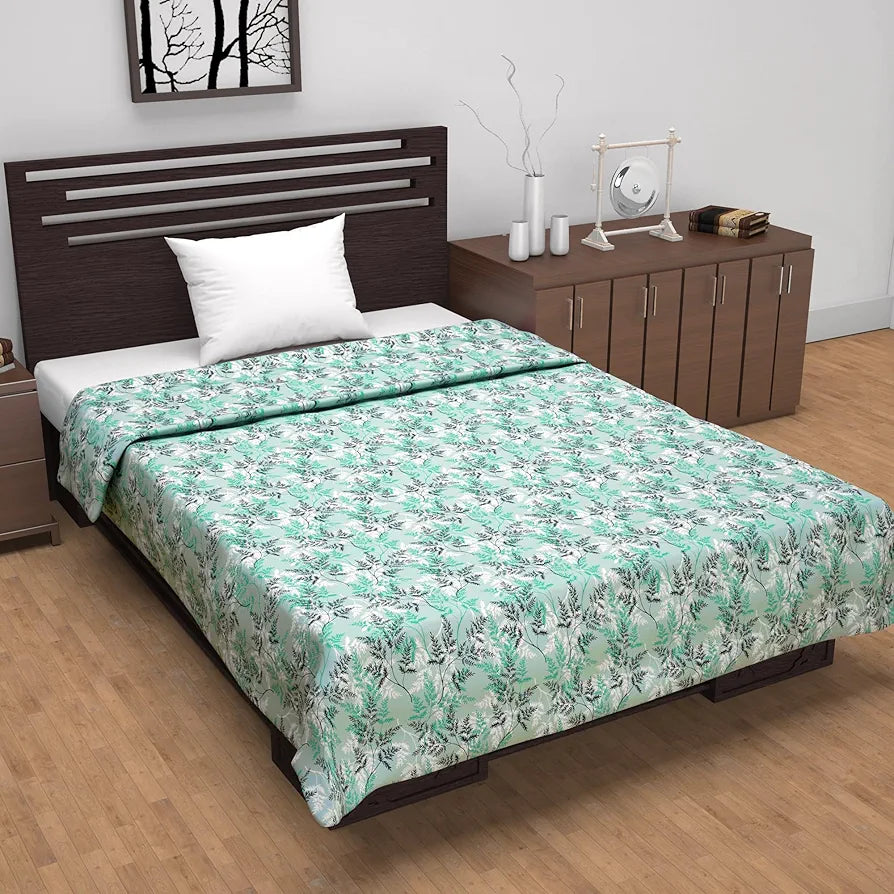 Divine Casa Floret 100% Cotton Single Dohar 120 GSM Soft & Lightweight Throw Blanket Colour Beach Glass