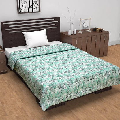 Divine Casa Floret 100% Cotton Single Dohar 120 GSM Soft & Lightweight Throw Blanket Colour Beach Glass