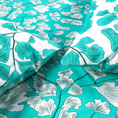 Divine Casa 144 TC Super Soft Cotton Bedsheet for Double Bed  144 Thread Count - Floral Colour Teal & White