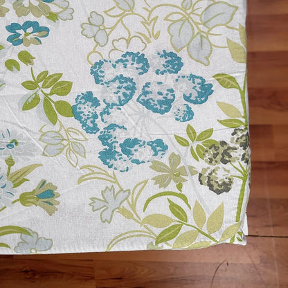 Divine Casa 100% Cotton Fitted Bedsheet Set for Single Bed 144 TC Single Bedsheet Set - Colour Floral Mineral Green