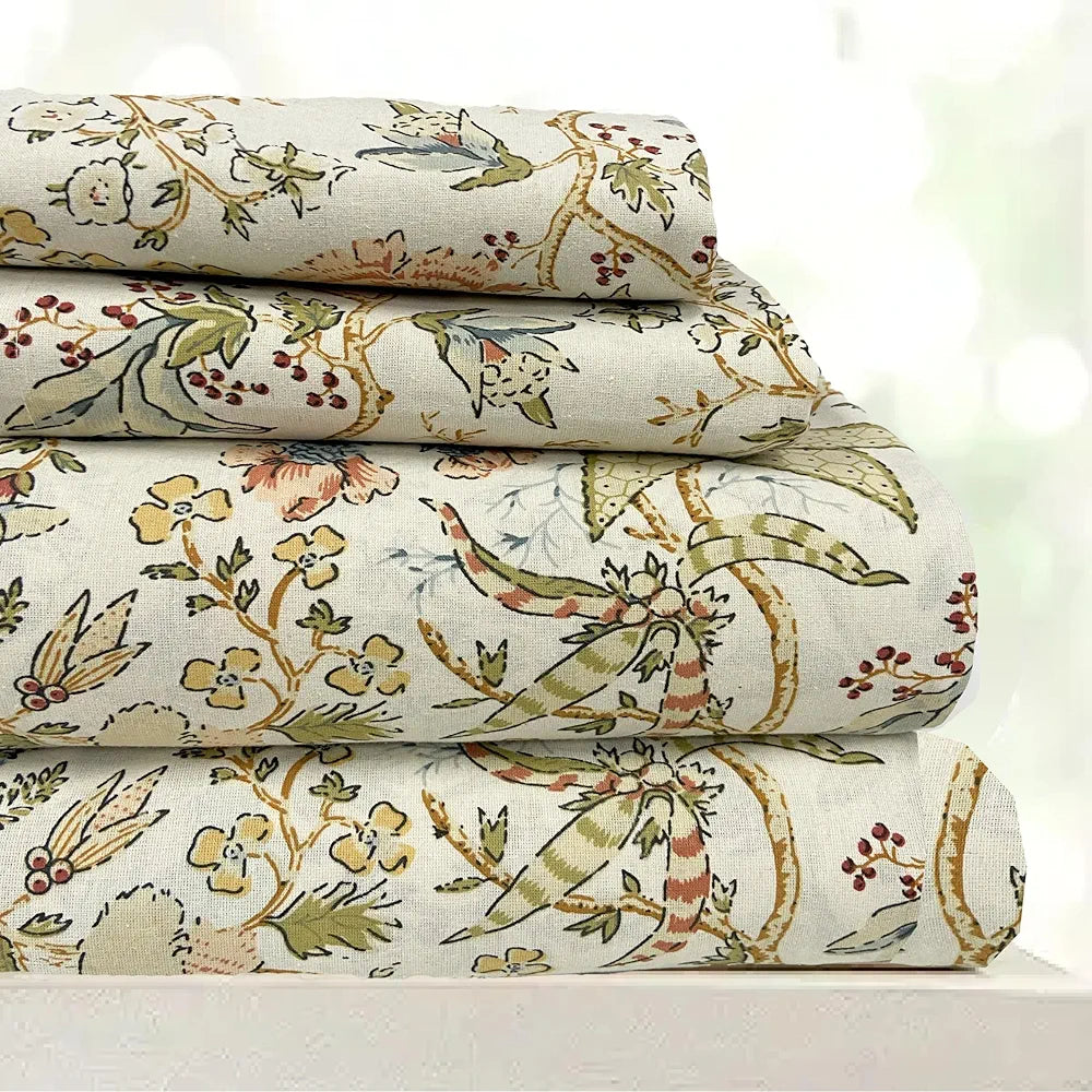 Sajavat Home 100% Pure Cotton King Size Printed Bedsheet Set with 2 Pillow Covers Colour Mustard Yellow
