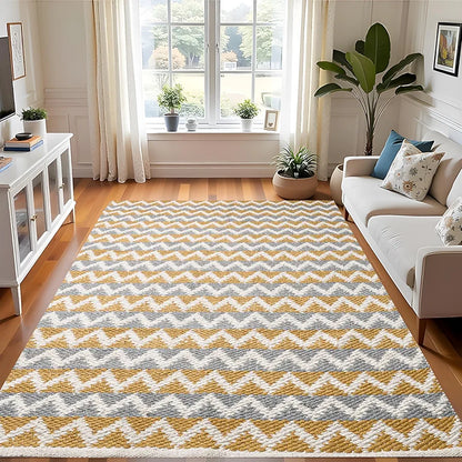 Sajavat Home Cotton Rectangular Floor Rug Colour Yellow