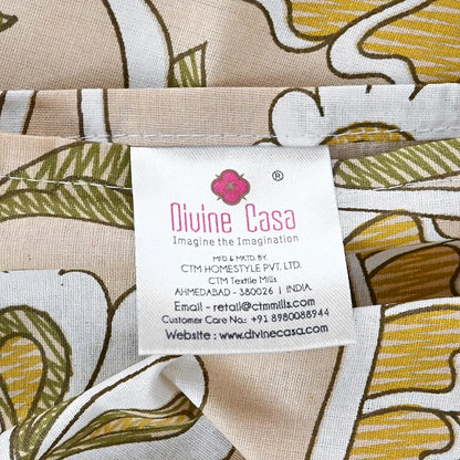 Divine Casa 144 TC Pure Cotton Single Size Bedsheet with 1 Pillow Cover Regal Paisley Colour Cream Golden Yellow