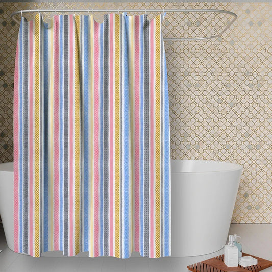 Kuber industries Lining Curtain for Bathroom Shower Curtain with 8 Rings Multicolor