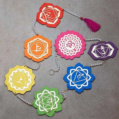 Solobolo Engineered Wood Seven Chakra Wall Hanging Decor, Perfect Mandir & Home Decoration Item