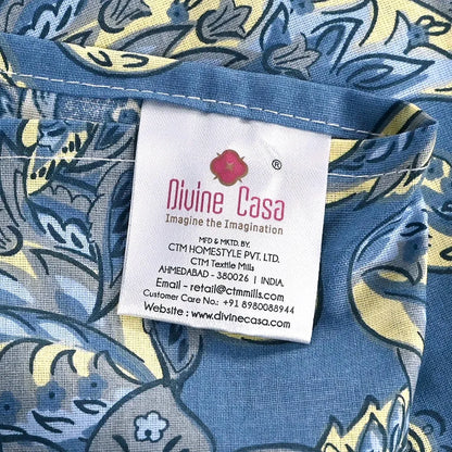 Divine Casa 144 TC 100% Pure Cotton Single Size Bedsheet with 1 Pillow Cover Floral Paisley Colour Beige Blue