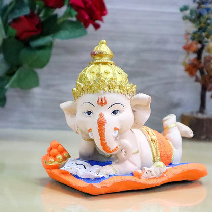 Jaipur Ace Bal Ganesha on Book With Modak Decorative Showpiece Book Ganesh
