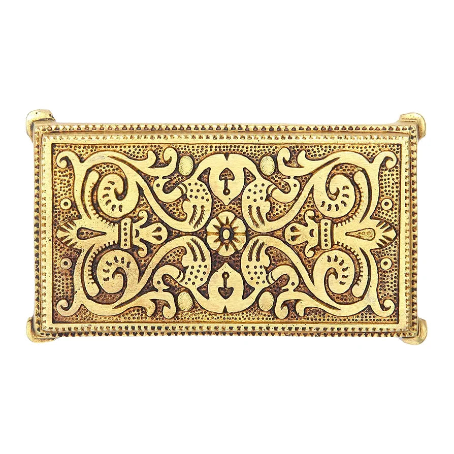 anciently Pooja Chowki Rectangle Shape | Pooja Chowki Rectangle | Brass Chowki, Brass, Gold Colour, 1 Piece 