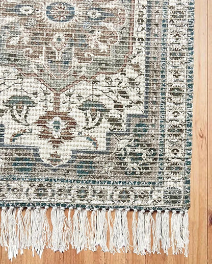 Sajavat Home Braided Cotton & Jute Printed Floor Rug Aegean Green Area Rug