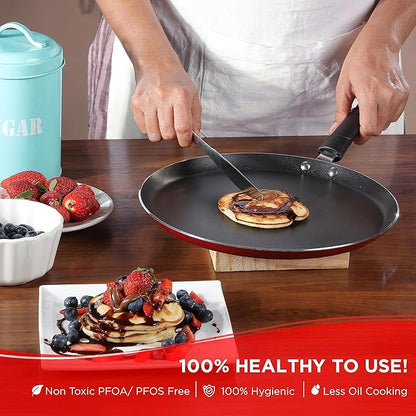 Vinod Popular Non Stick Dosa Tawa 30 Cm With Sturdy Riveted and Virgin Bakelite Handle | Induction and Gas Stove Friendly | Non Toxic
