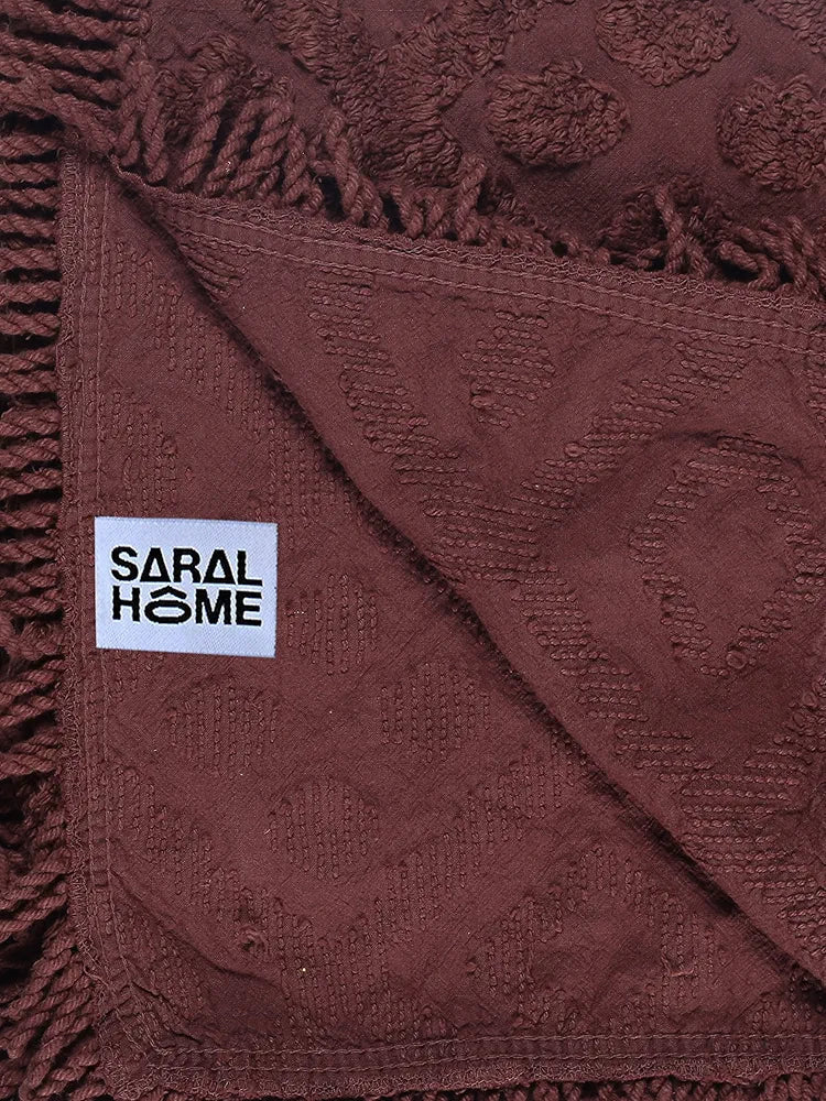 Saral Home Soft Cotton Tufted 2 Seater Sofa Cover Throw Colour Brown