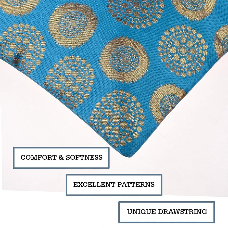 Kuber Industries Cushion Cover Pillow Covers Banarasi Gola Set of 5 Colour Firozi