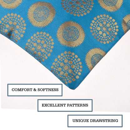 Kuber Industries Cushion Cover Pillow Covers Banarasi Gola Set of 5 Colour Firozi