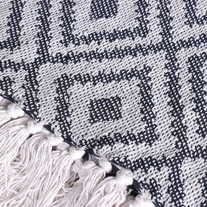 Sashaa World Woven Diamond Pattern Throw Blanket Colour Grey