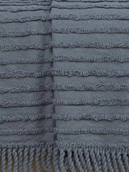 Saral Home Barkha Stripe Cotton 1 Seater Sofa Throw Colour Grey
