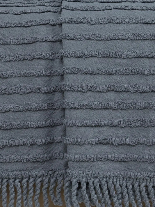 Saral Home Barkha Stripe Cotton 1 Seater Sofa Throw Colour Grey