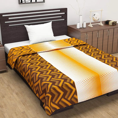 Divine Casa 120 GSM Microfiber Single Dohar Soft & Lightweight Throw Blanket Chevron Pattern Colour Orange Chevron