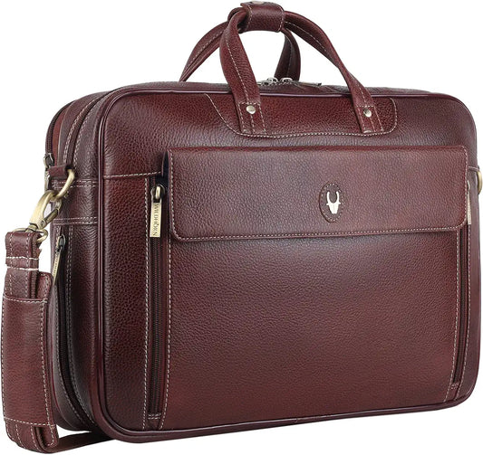 WildHorn Leather Laptop Bag for Men I Fits Upto 15.6 Inch Laptop/MacBook I Padded Laptop Compartment I Carry Handles with Adjustable Strap I DIMENSION : L-16 inch W-4 inch H-12 inch