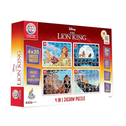 Ratna's 4 in 1 Disney Jigsaw Puzzle 140 Pieces for Kids | 4 Jigsaw Puzzles 35 Pieces Each | Lion King