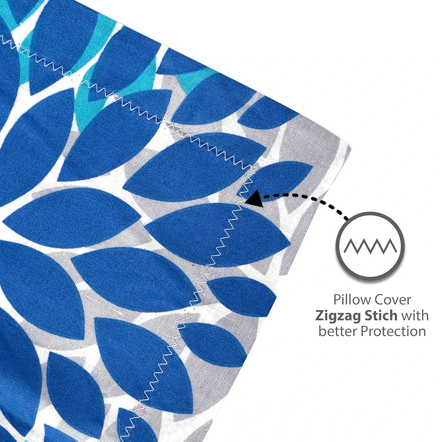 Divine Casa 100% Cotton 144 TC Bedsheet for Double Bed King Size Bedsheet with 2 Pillow Covers Colour Blue