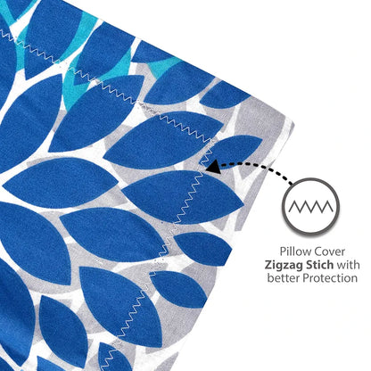 Divine Casa 144 TC Super Soft 100% Cotton Bedsheet for Double Bed  144 Thread Count Floral Colour Blue