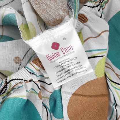 Divine Casa 144 TC Pure Cotton King Size Fitted Bedsheet Polka Dot Pattern Elastic Fitted Bedsheet White Skin Colour Biscuit Baltic Sea