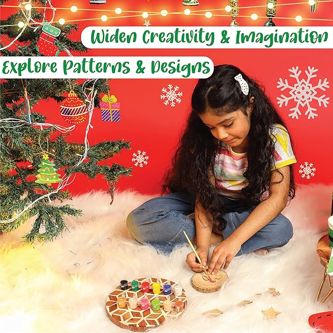 Kalakaram Set of 15 Christmas Ornaments Painting Kit | Creative and Cheerful Christmas Kit for Kids Ages 5 or More | Christmas Gift for Kids