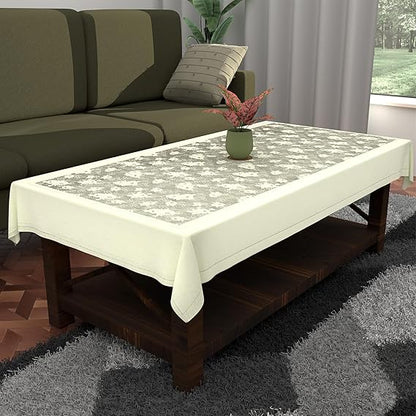 Kuber Industries 40x60 Inches Net Durable & Washable 4 Seater Dining Table Cover for Light Cream