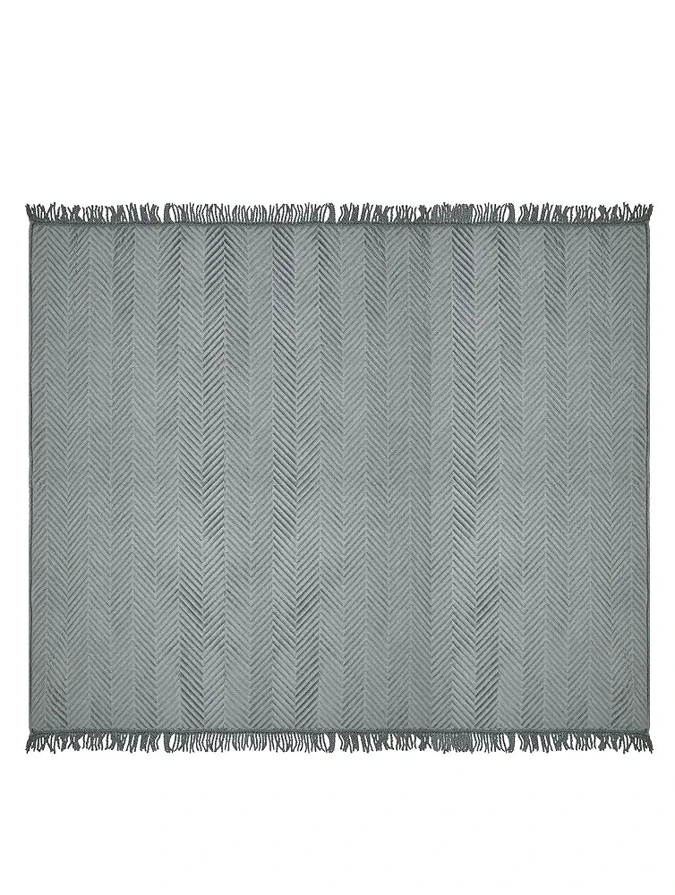 Saral Home Easy Living Velvet Chevron Sofa Throw Grey