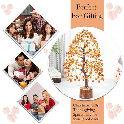 HindCraft Carnelian Chakra Crystal Tree Good Luck Golden Wire 10-12 inch