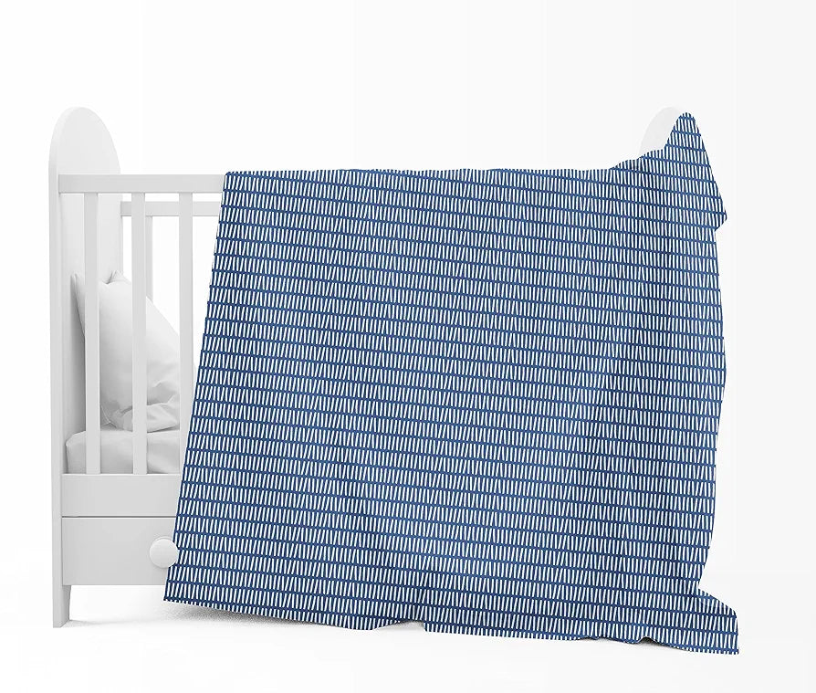 Divine Casa 120 GSM Microfiber Single Kids Dohar Soft & Lightweight Throw Blanket Craggy Lines Pattern Colour Blue Mirage