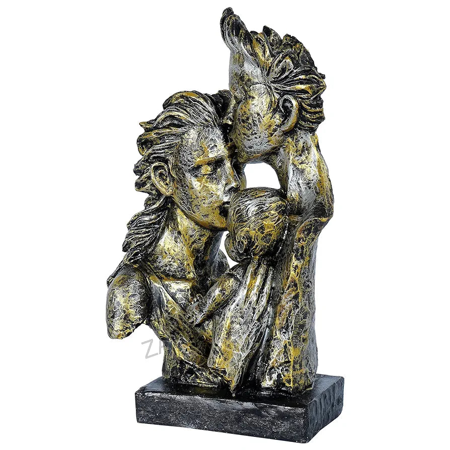Zart Mother & Father With Child Love Statue Showpiece For Home Decor Copper