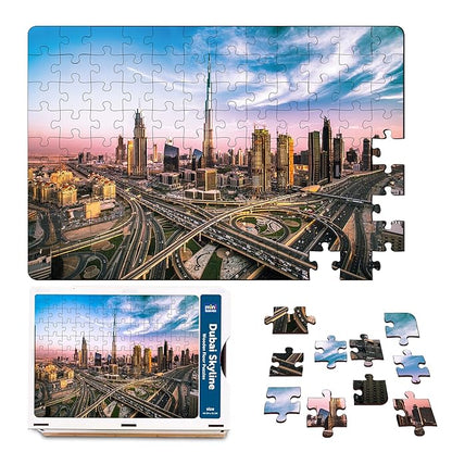 Mini Leaves 108 Piece Wooden Puzzle for Kids & Adults | Dubai Skyline Jigsaw Puzzle | Educational Games & Puzzles