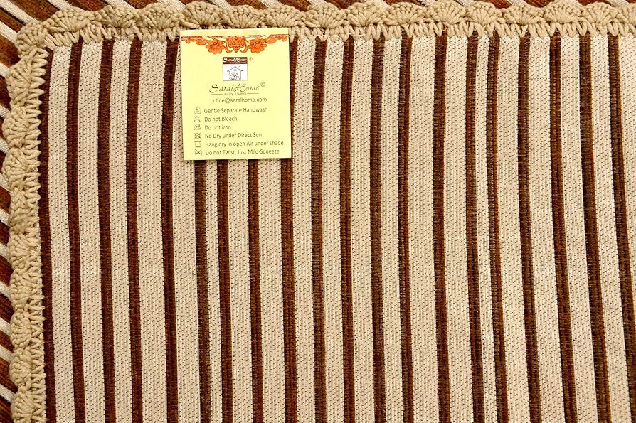 Saral Home Easy Living Soft Decorative Viscose Chenille Striped Sofa Covers Golden